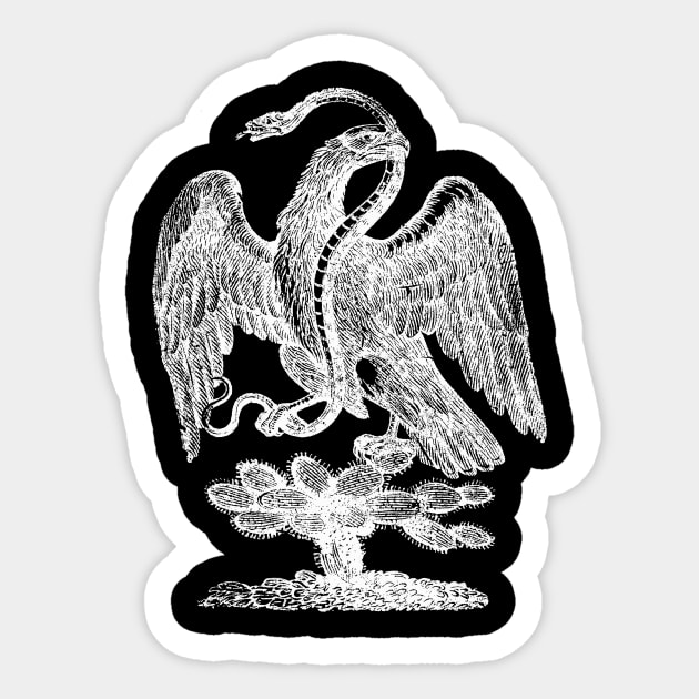 Posada Mexican Eagle with Rattlesnake and Cactus from 1901 T-Shirt Sticker by vokoban